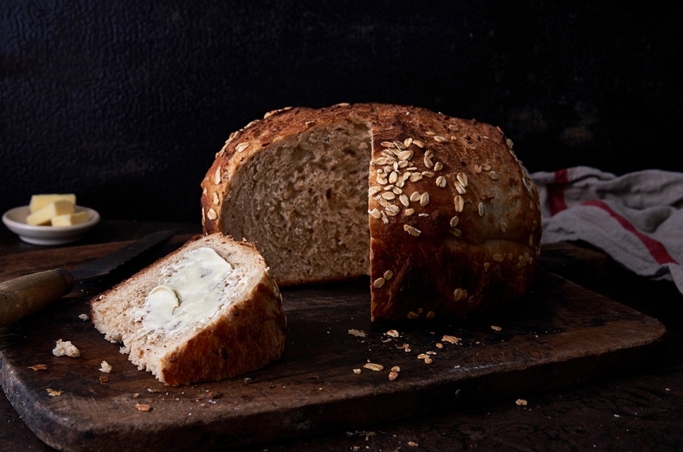 No-Knead Oat Bread - select to zoom