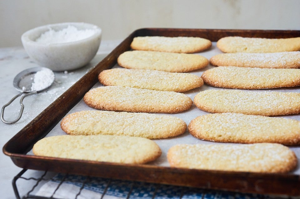 Generously grease 2 baking sheets with butter (about 2 tablespoons) and dust with flour; Lady Fingers Recipe - Ladyfingers King Arthur Baking