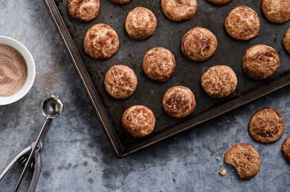 Tray of baked buttery snickerdoodles