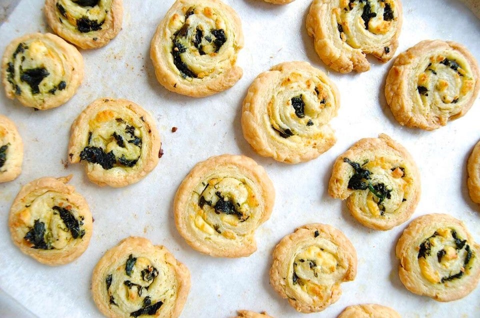 Savory rugelach on baking sheet