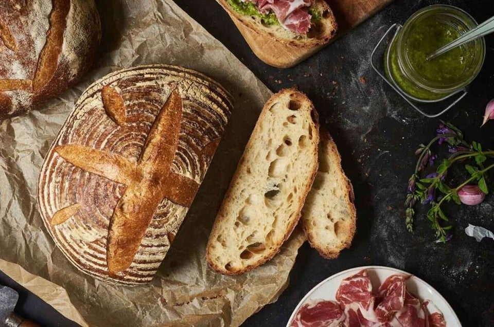 Sliced pain au levain bread