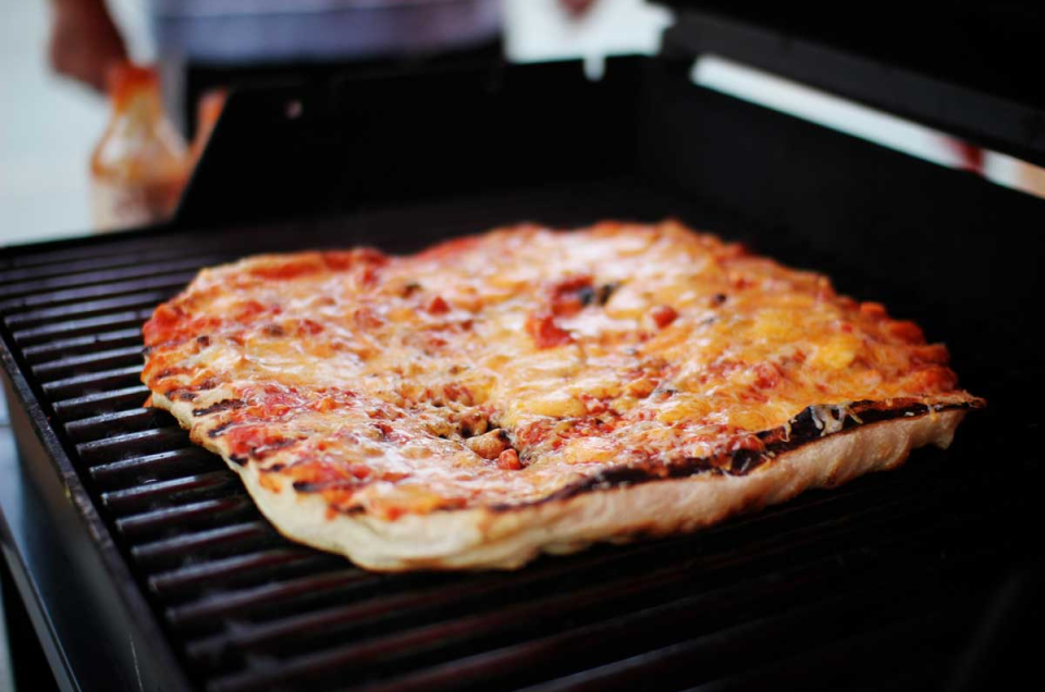 Pizza on a grill