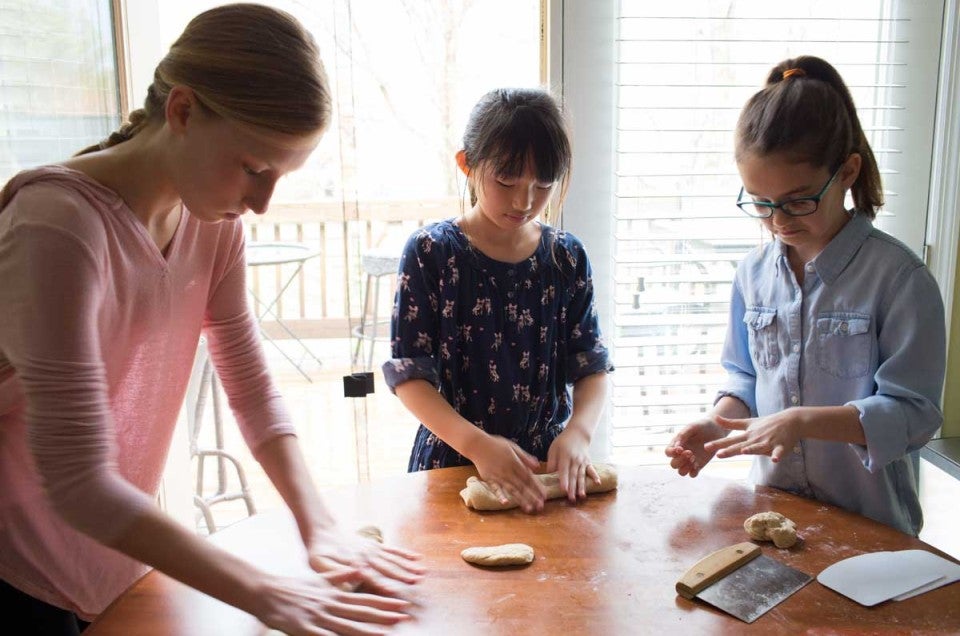 Kids baking together