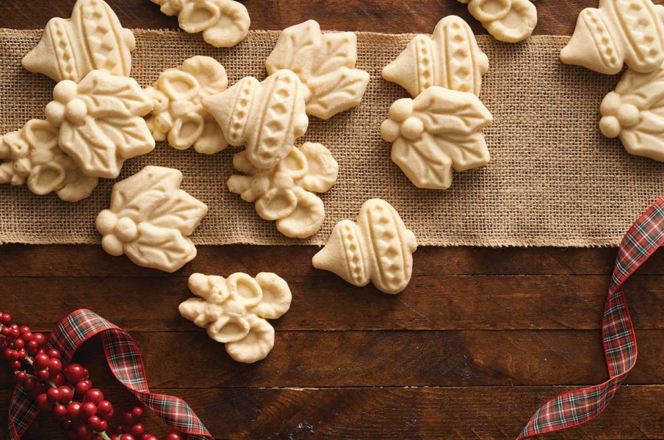 Stamped holiday cookies