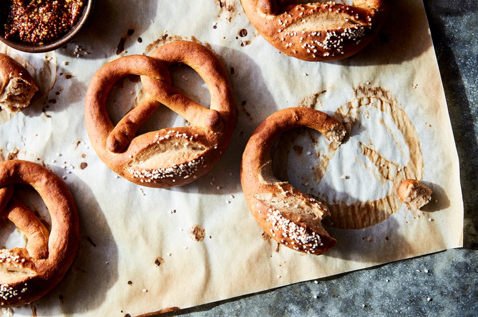Rye Pretzels with Cheesy Beer Sauce - select to zoom