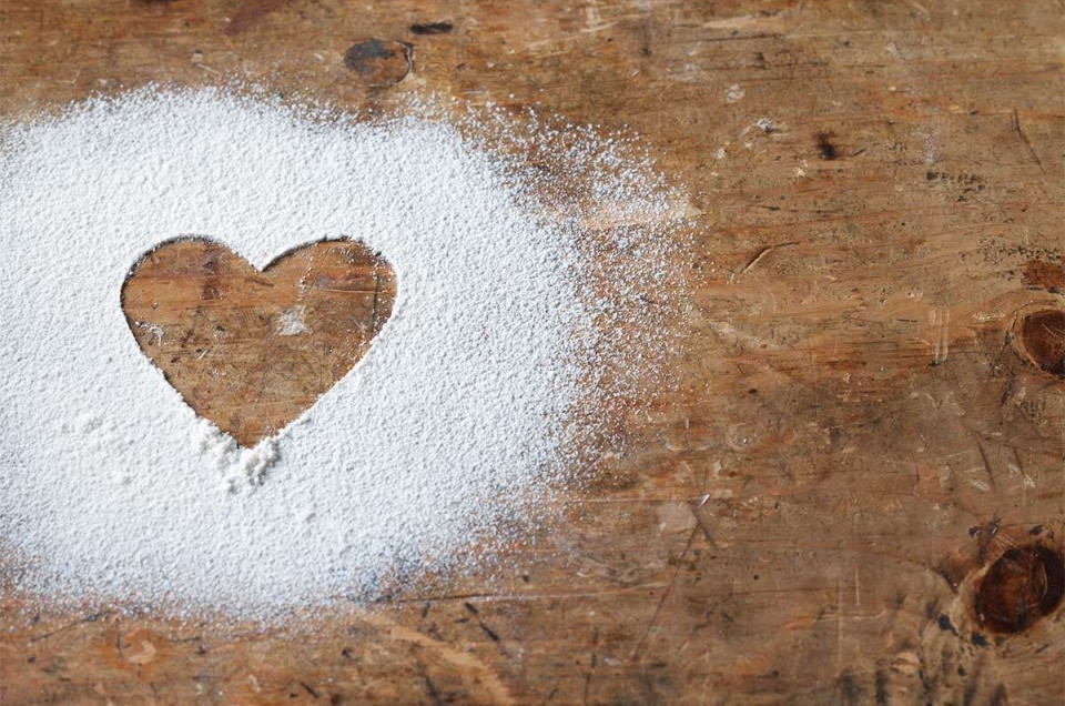 Heart made out of flour