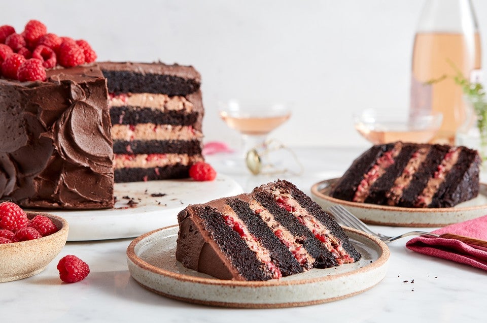 Chocolate Mousse Cake with Raspberries - select to zoom