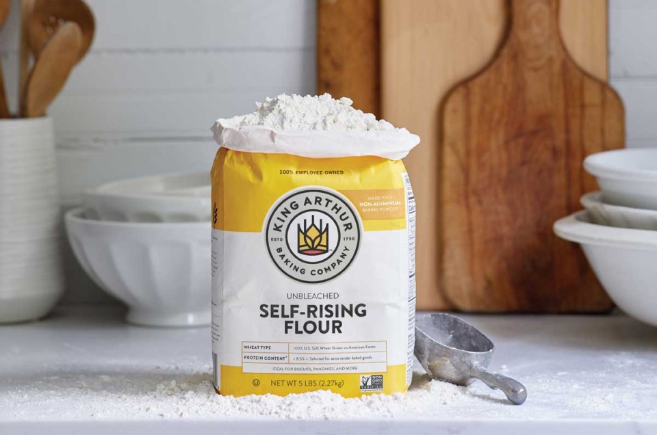 Bag of self-rising flour on counter