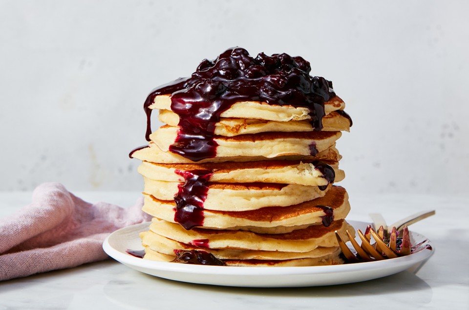 Masa Harina Pancakes with Blueberry Sauce - select to zoom