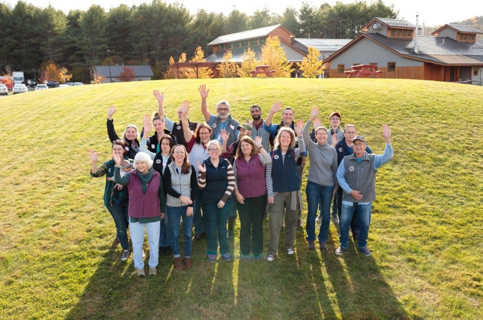 Group of employee-owners outside on King Arthur's campus