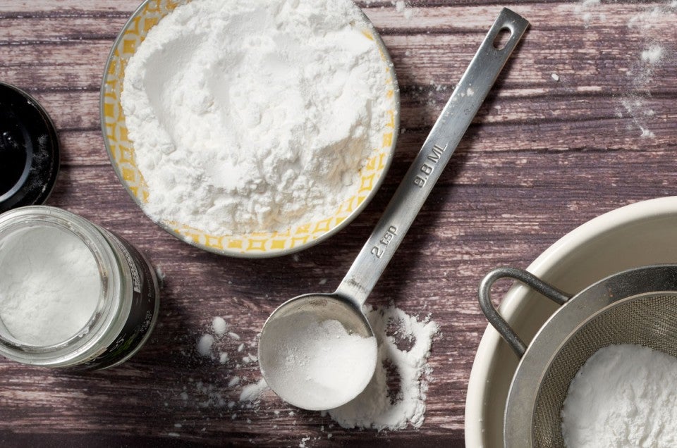 Baking soda on baking work surface 