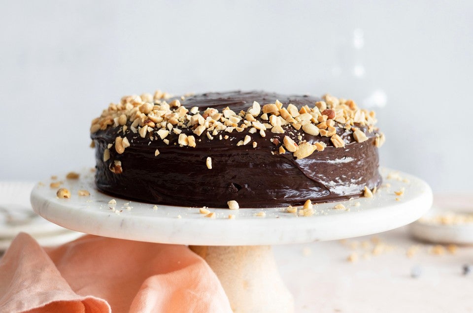 Fudge-Glazed Creamy Peanut Butter Cake - select to zoom