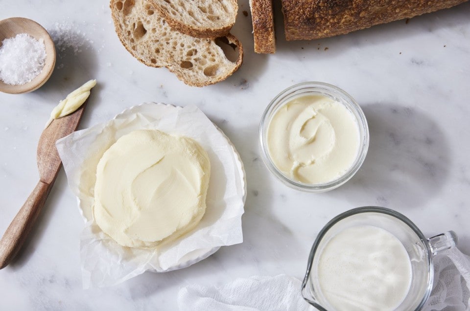 Homemade butter in a bowl