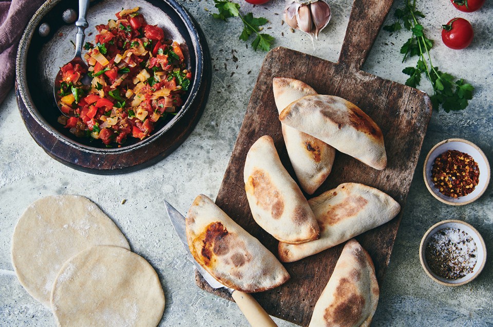 Spicy Tomato-Filled Tunisian Flatbreads - select to zoom