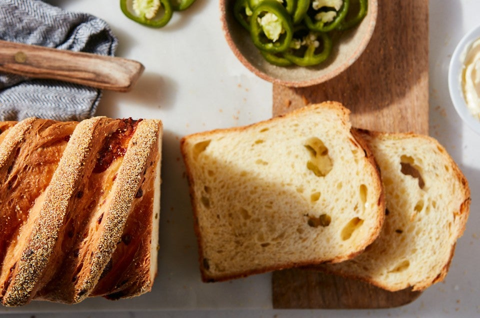 Dutch Oven Sourdough Bread with Pickled Jalapeños and Cheddar Cheese