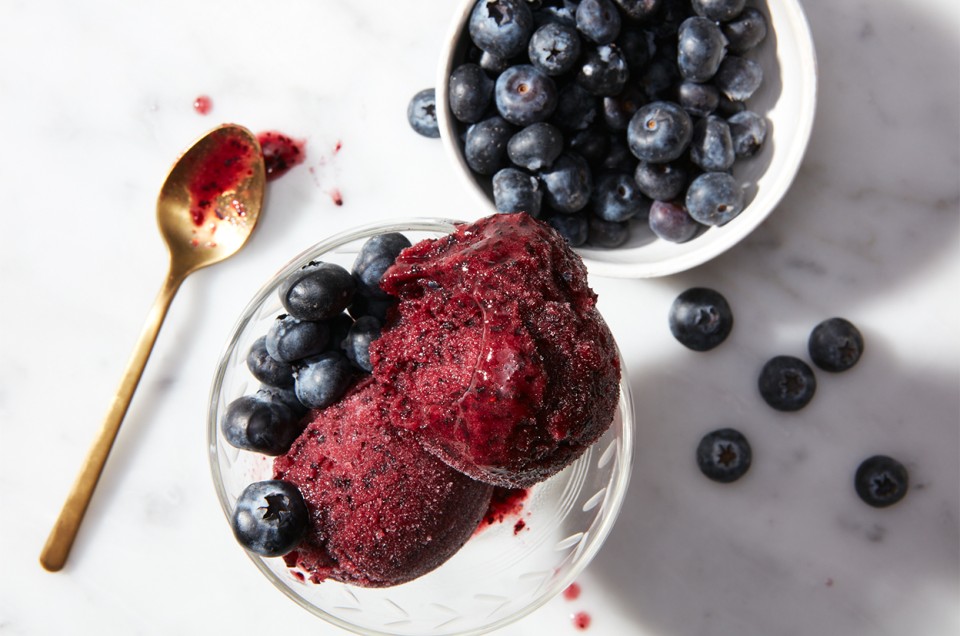 Blueberry Sorbet made with baking sugar alternative  - select to zoom