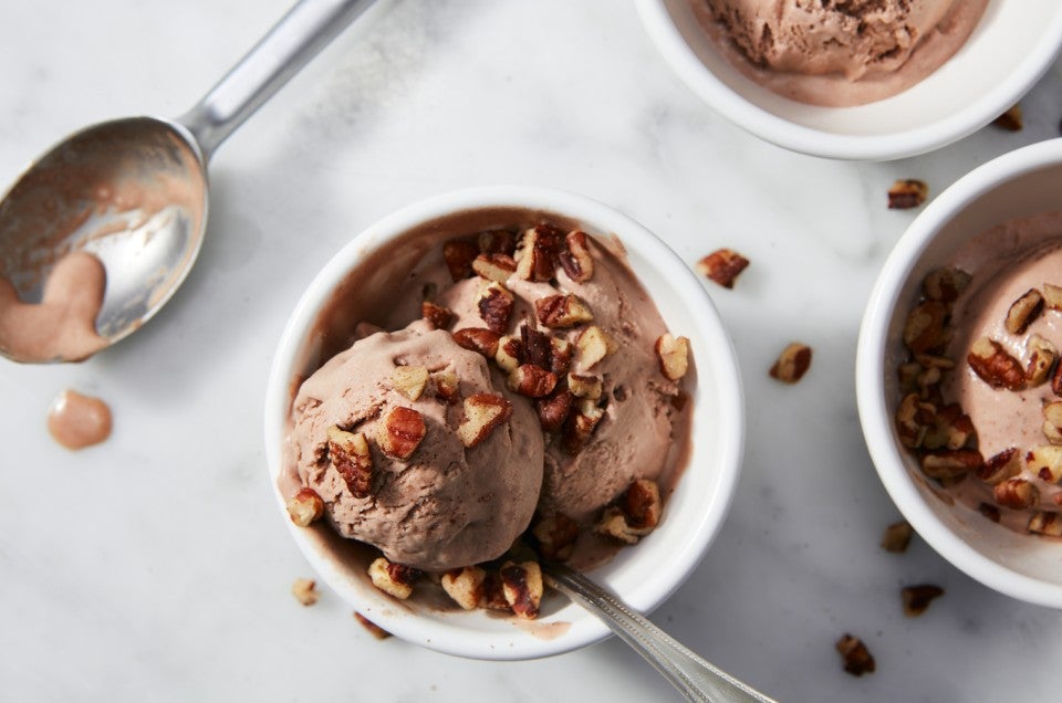 Bowls of Chocolate Ice Cream made with baking sugar alternative 