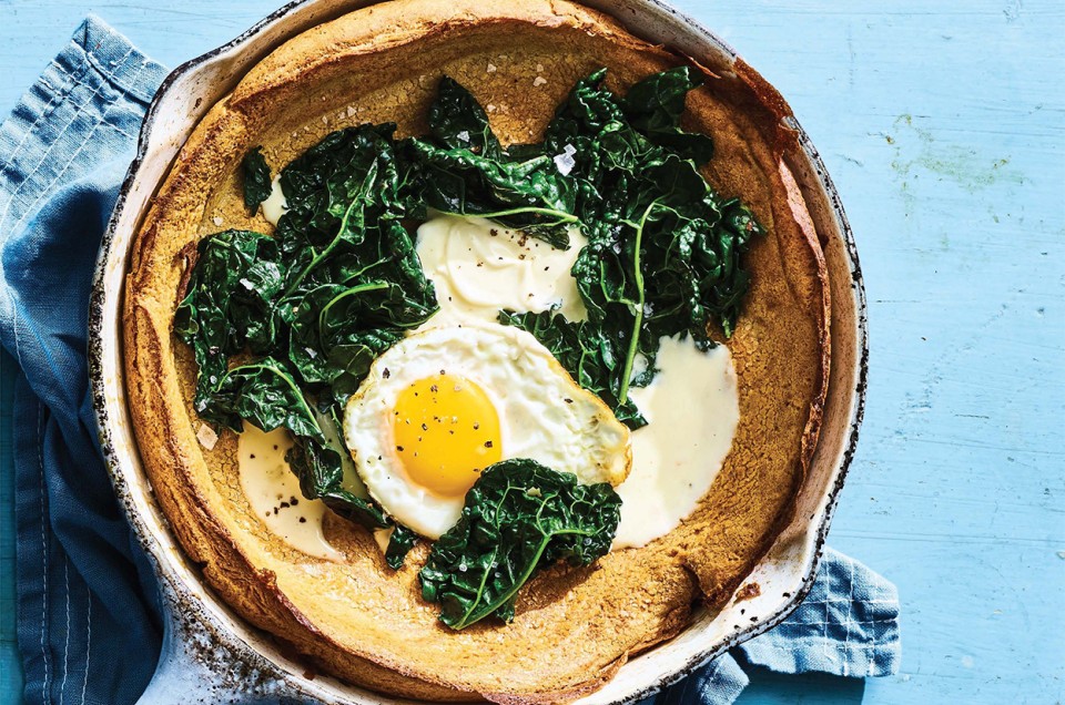 Rye Puff Pancake with Greens and Eggs