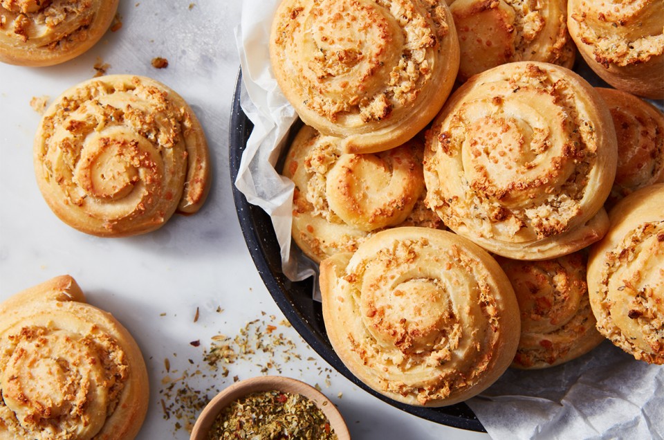 Cheese & Onion Swirl Buns - select to zoom