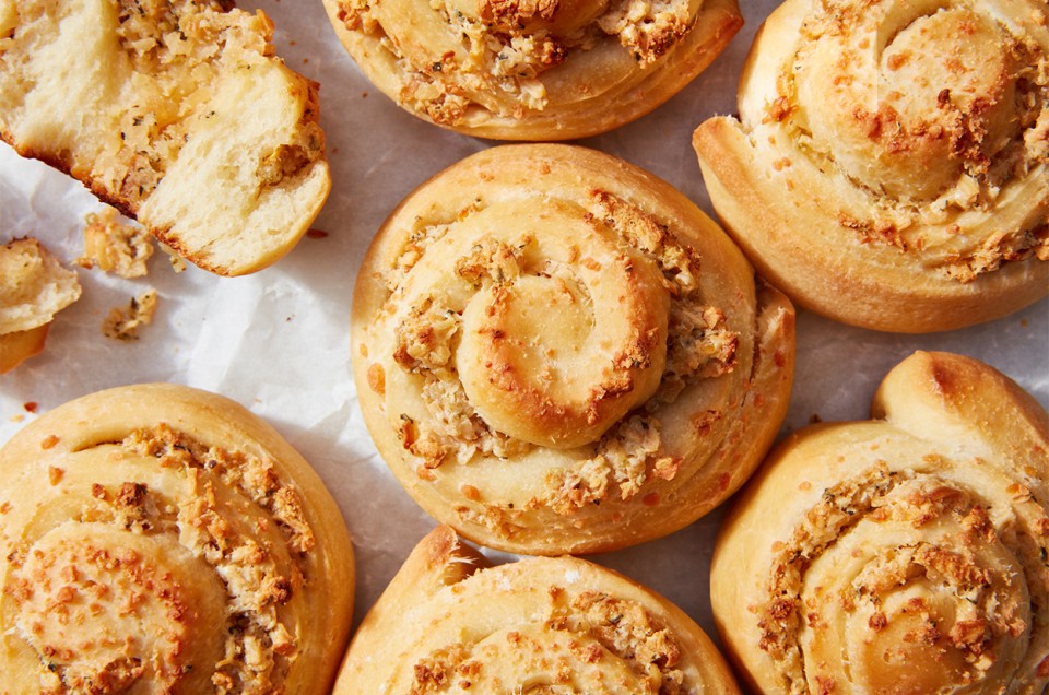 Cheese & Onion Swirl Buns - select to zoom