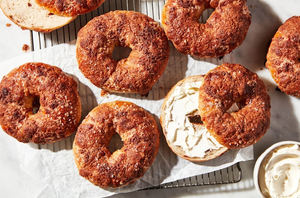 Cinnamon Sugar Crunch Bagels Recipe King Arthur Baking Cinnamon Sugar Crunch Bagel Hero 0345