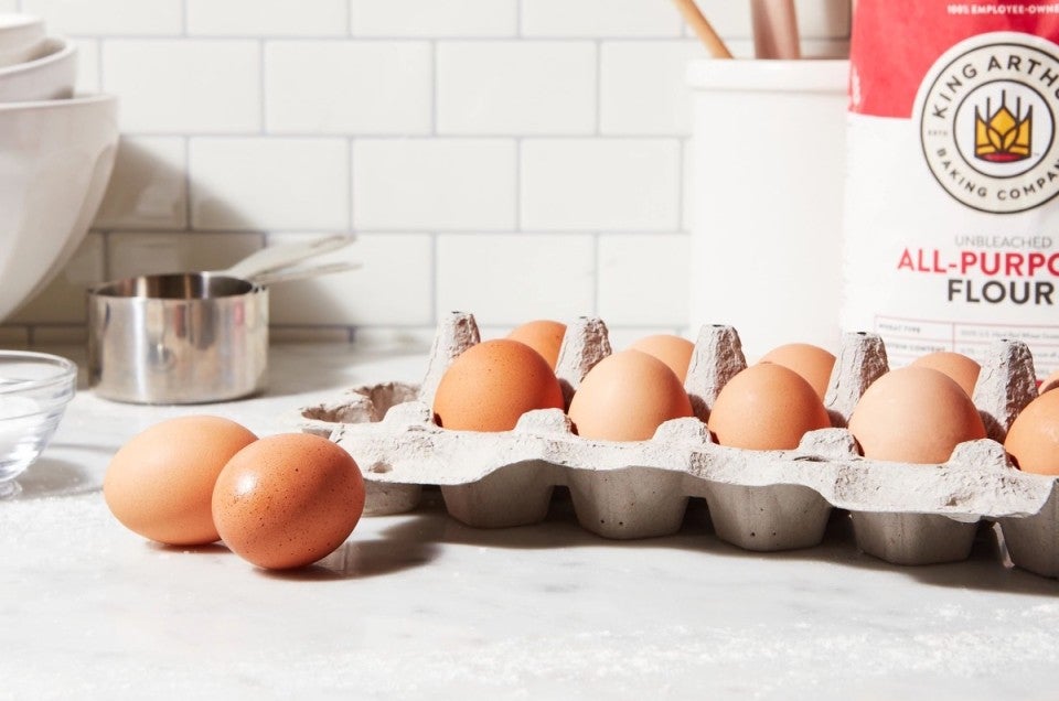 brown eggs in a cardboard box