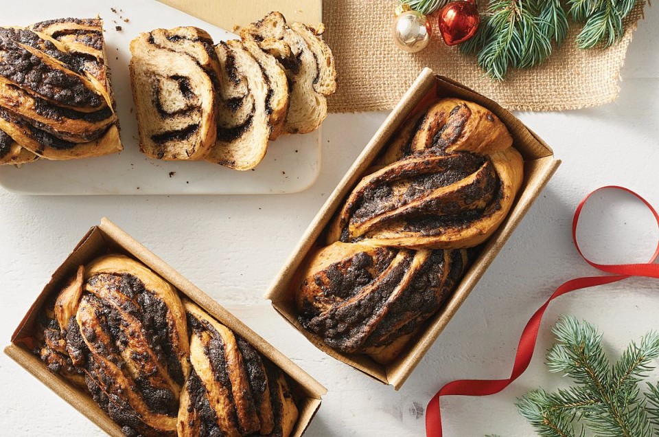 Chocolate Babka in paper pans for gifting