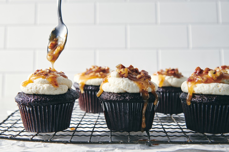 Chocolate Cupcakes with Pecan Caramel - select to zoom