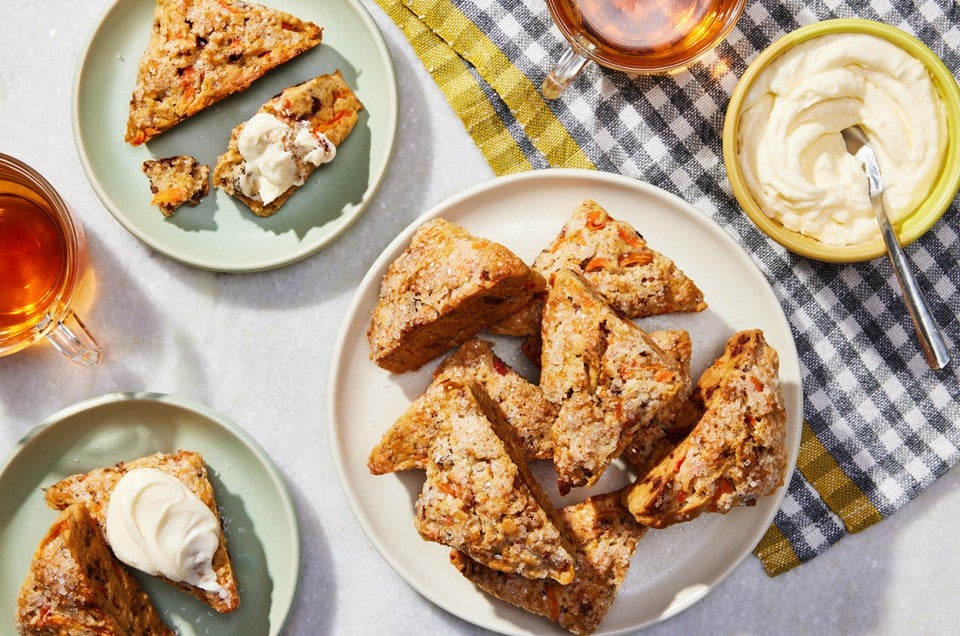 Carrot Cake Scones with Cream Cheese Frosting Recipe | King Arthur Baking