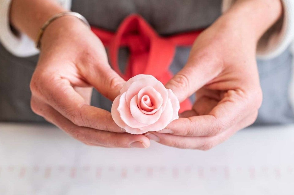 A rose made out of modeling chocolate - select to zoom