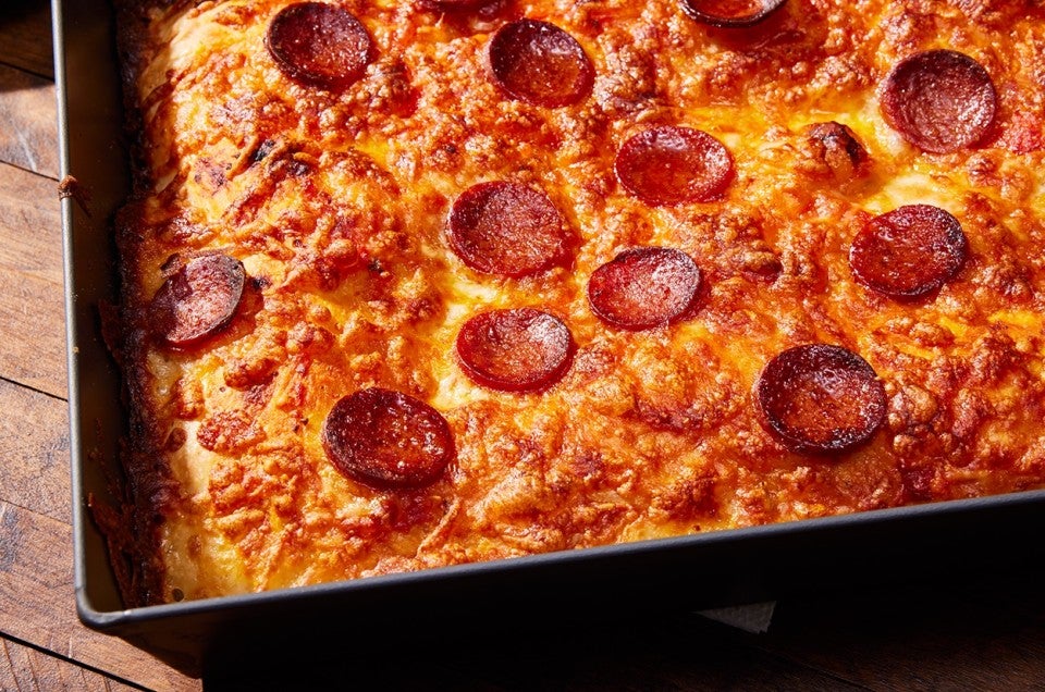 Pepperoni Pizza in the Detroit-Style Pizza Pan