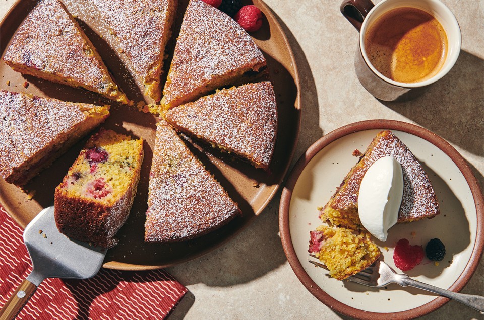 Cornmeal and Ricotta Cake with Fresh Berries - select to zoom