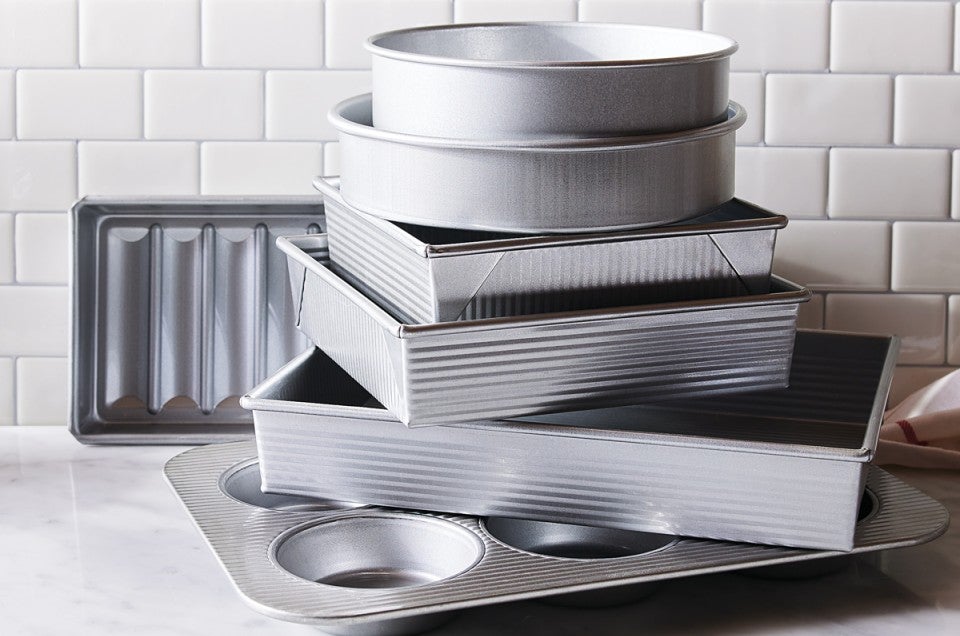 Stack of various baking pans