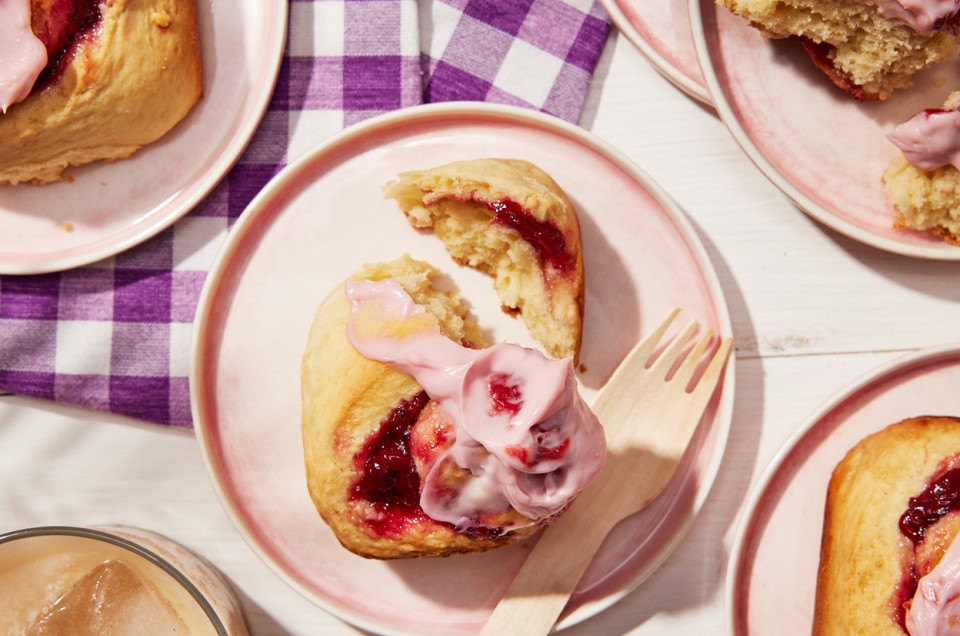 Frosted Sour Cherry Buns - select to zoom