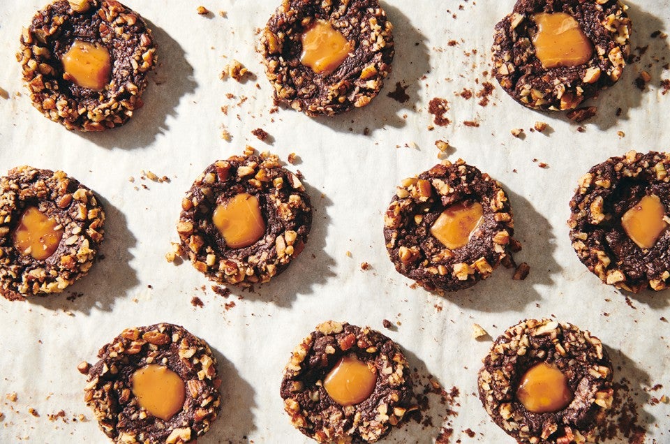 Chocolate Caramel Thumbprint Cookies - select to zoom