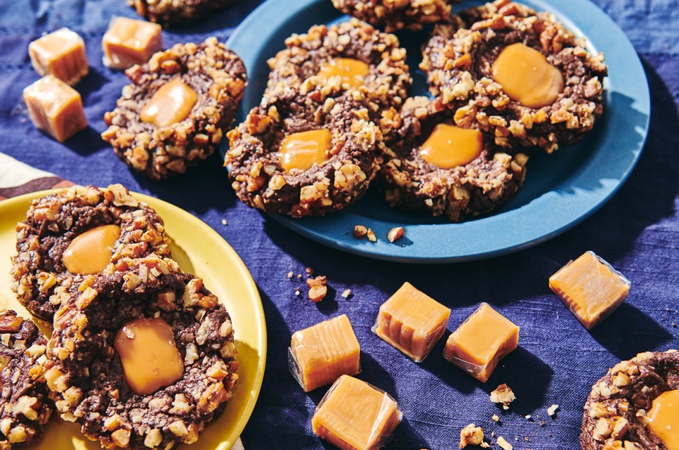 Chocolate Caramel Thumbprint Cookies - select to zoom