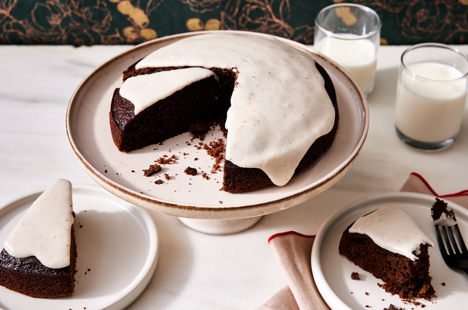 Glazed Chocolate Gingerbread Cake  - select to zoom
