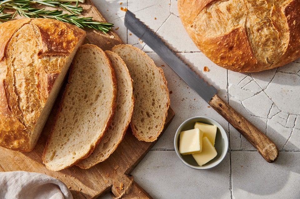 Weeknight Semolina Bread baked in a cloche - Bread Experience