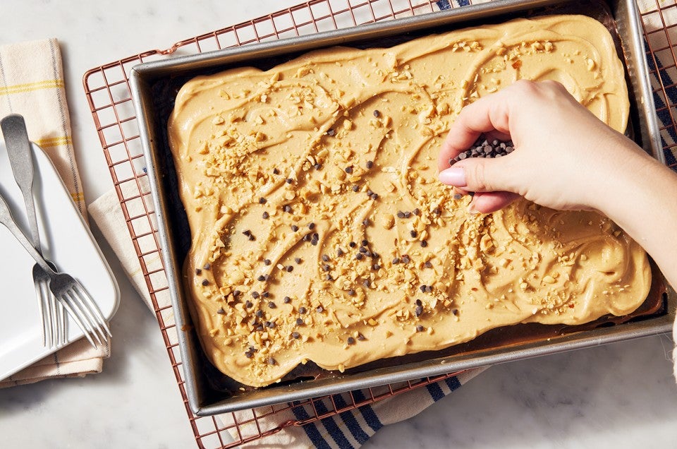 Chocolate Peanut Butter Poke Cake  - select to zoom