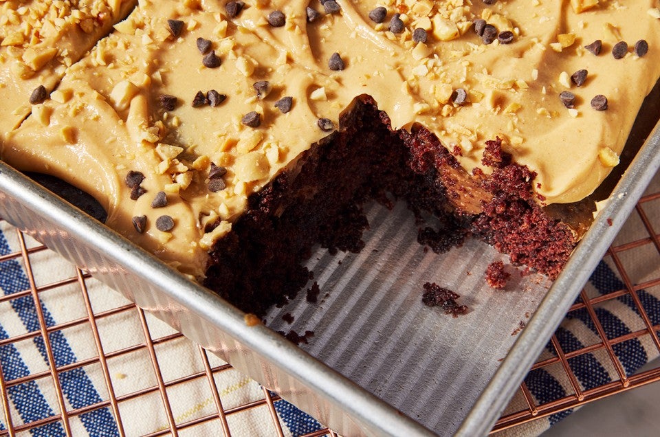 Chocolate Peanut Butter Poke Cake  - select to zoom