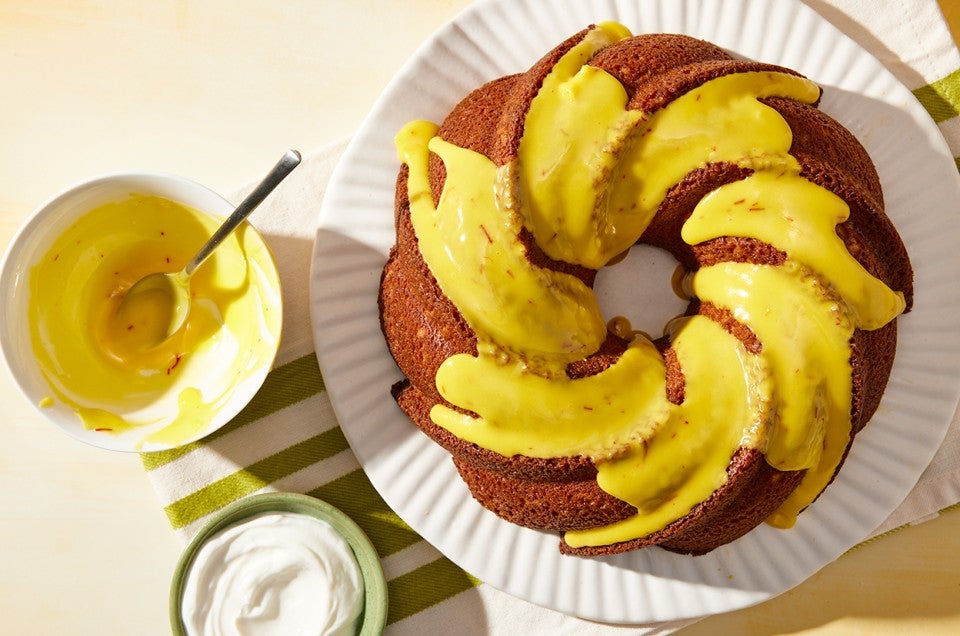 Dried Lime Pound Cake with Saffron Glaze  - select to zoom