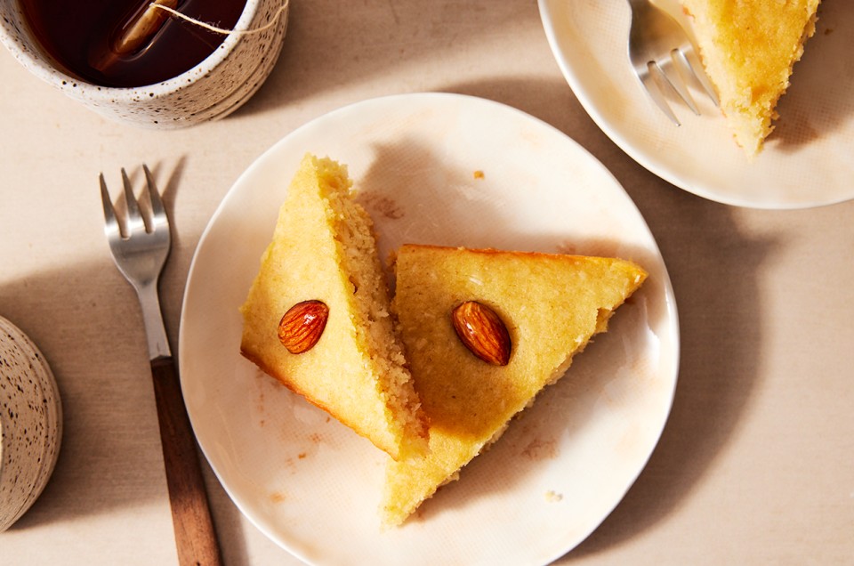 Basbousa (Syrup-Soaked Semolina Cake)  - select to zoom