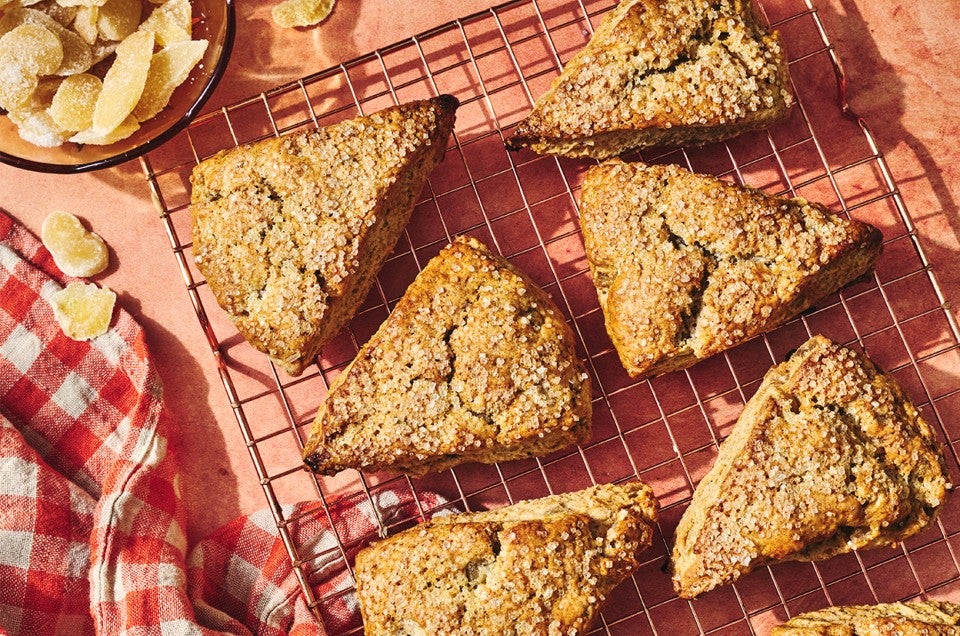 Ginger Scones on a cooling rack - select to zoom