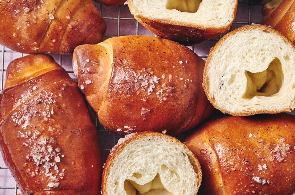 A close-up showing Salt Bread interior on a cooling rack - select to zoom