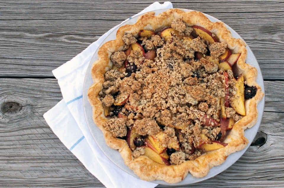 Blueberry Nectarine Pie via @kingarthurflour