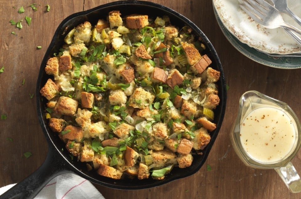 Gluten-Free Stuffing + Gravy Recipe via @kingarthurflour