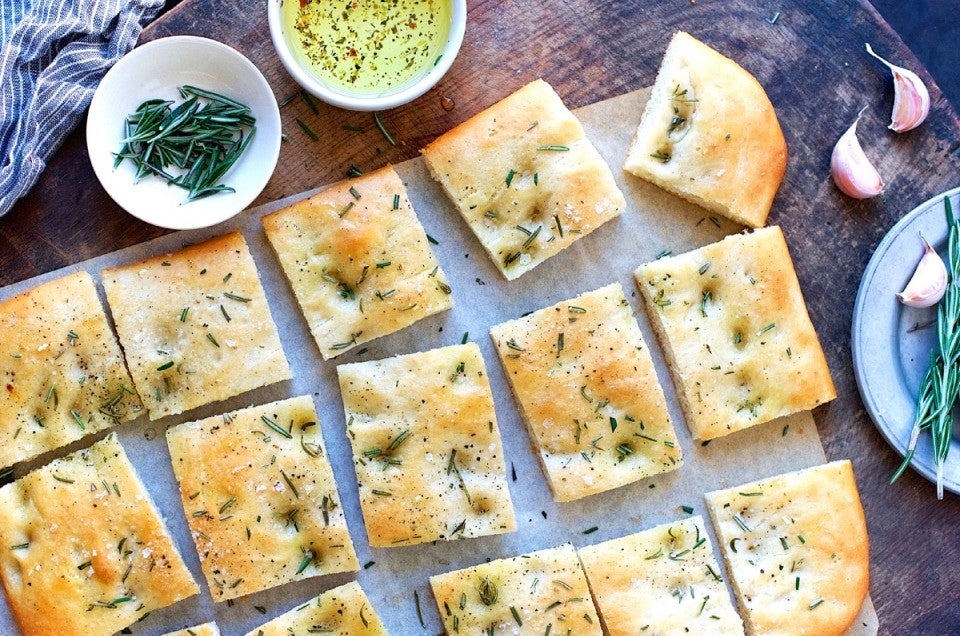 Golden Focaccia Bakealong via @kingarthurflour