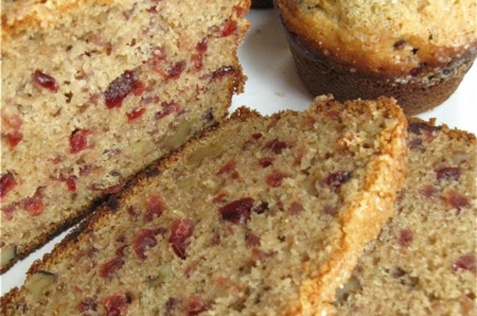 cranberry-walnut bread and muffins