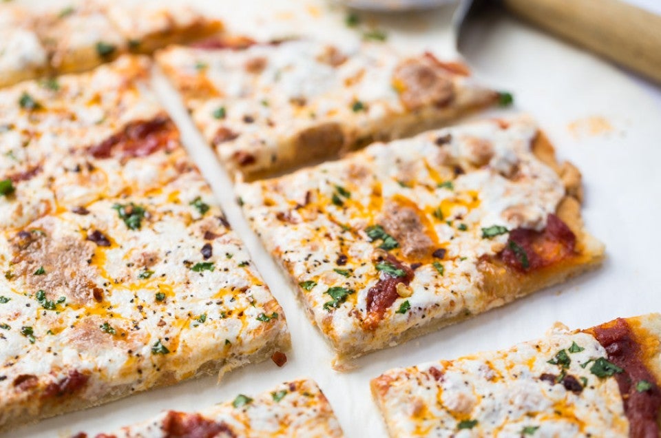 How to make Thin Crust Gluten-Free Pizza Crust via @kingarthurflour