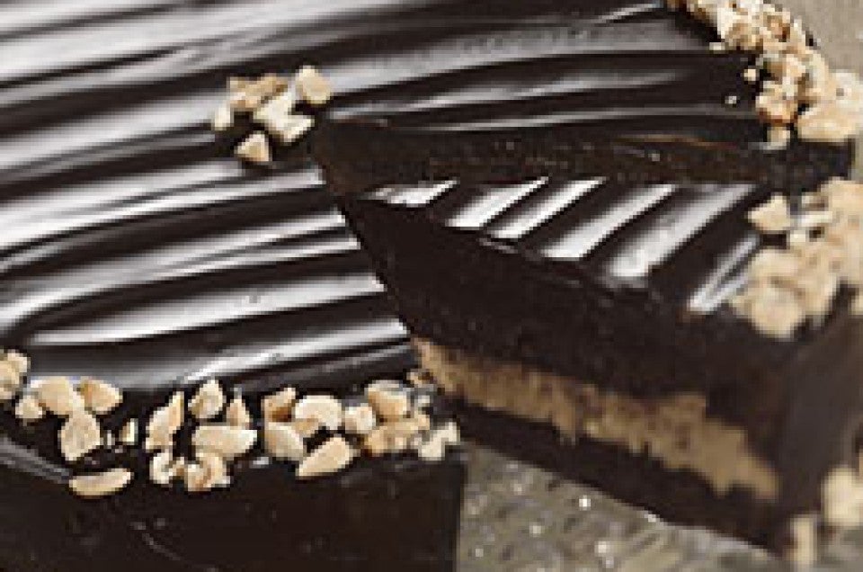 Fudge-Glazed Creamy Peanut Butter Cake